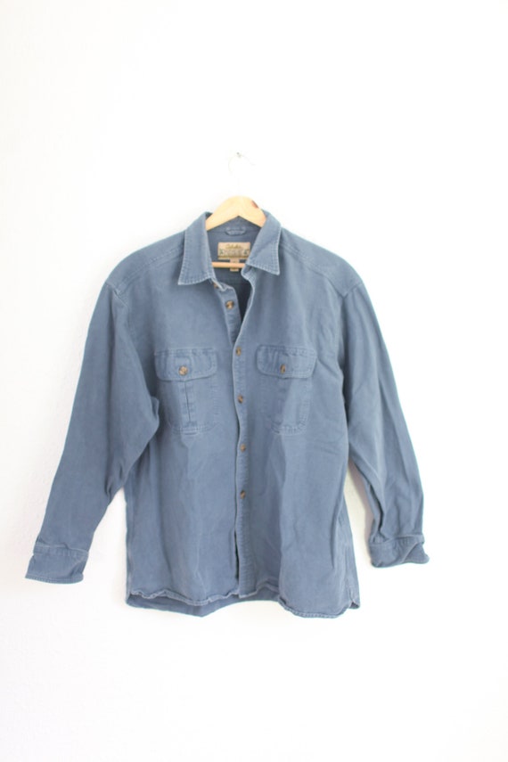 vintage 90s blue chambray flannel button shirt #07