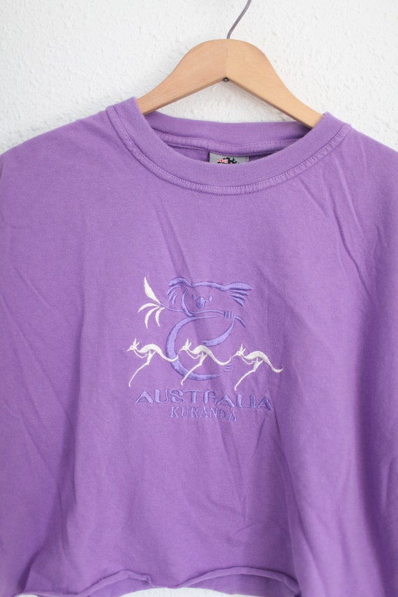 vintage 90s australia koala purple cropped crop t… - image 2