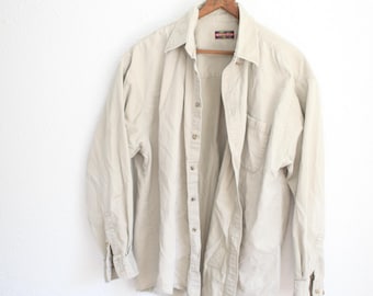 vintage 90s broken-in tan  chambray button up shirt #05