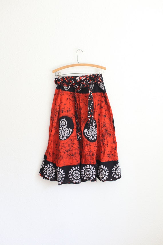 Vintage Sari Beaded Patchwork Bohemian Skirt Red W28
