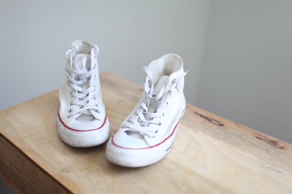 vintage 90s white converse all star  high tops wo… - image 7