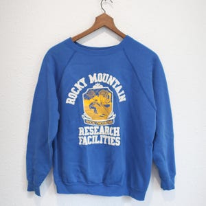 vintage 80s colorado rocky mountains royal blue crewneck sweatshirt M  #0108