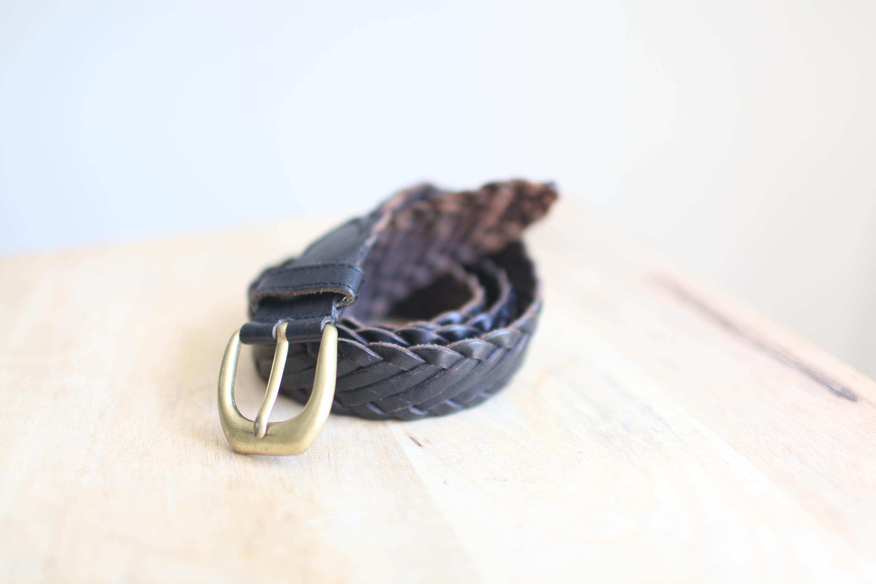 Black Braided Belt with Gold Accent Size Large Vintage 90\'s Vtg 90 main image 2