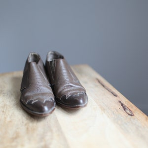 vintage brown leather ankle boots western booties womens 6.5 image 2