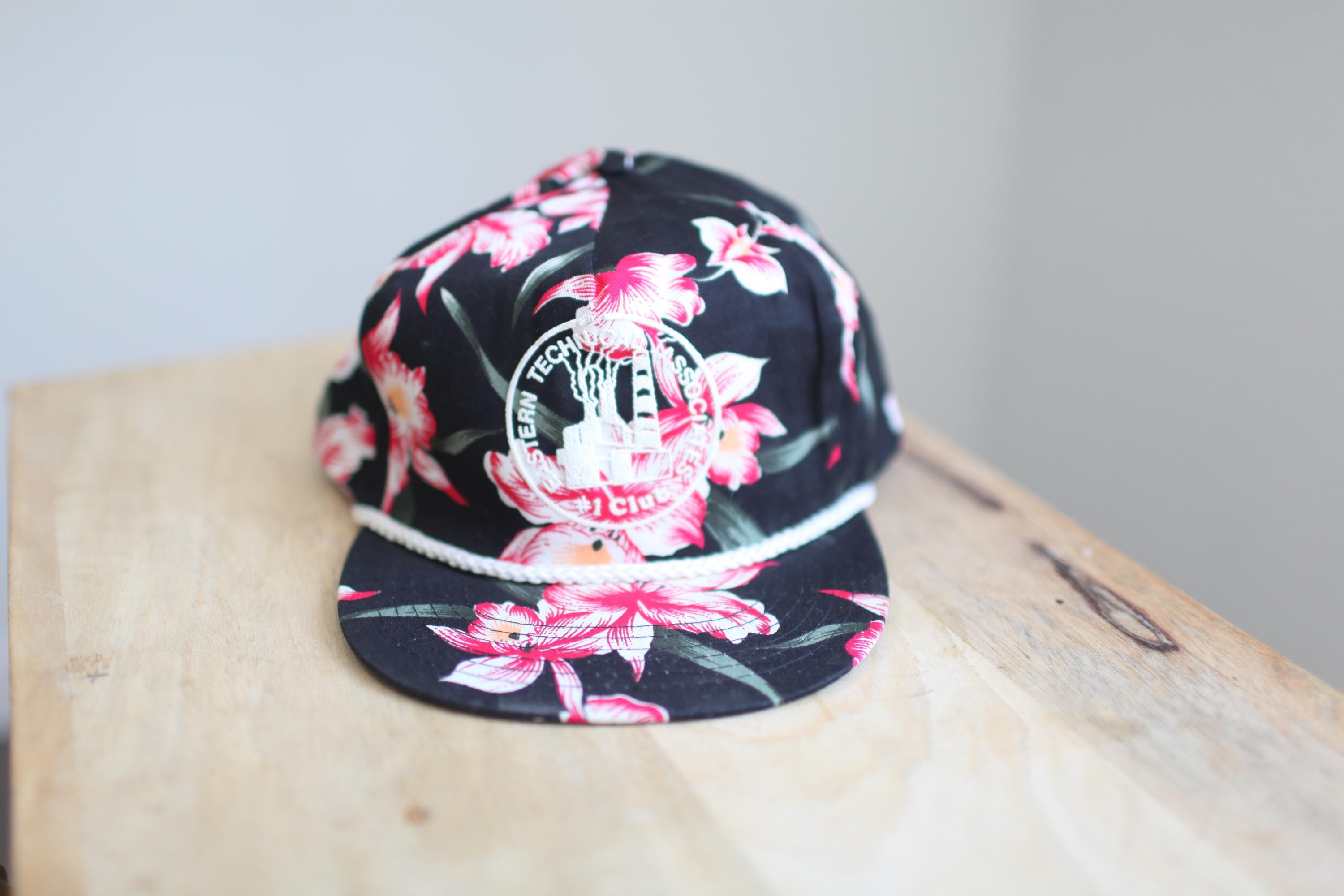 Vintage 80s Hawaiian Black Pink Floral Flat Billed Dad Hat - Etsy