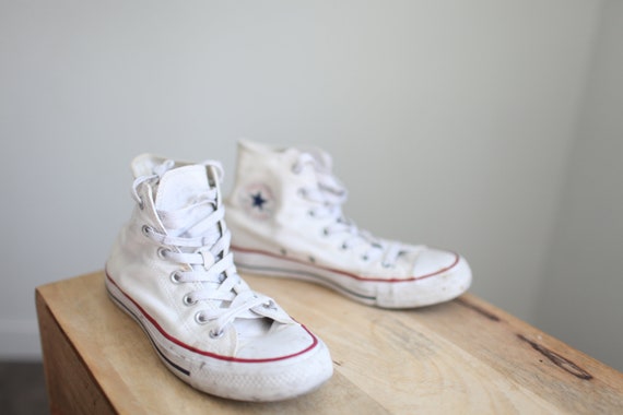 vintage 90s white converse all star  high tops wo… - image 1