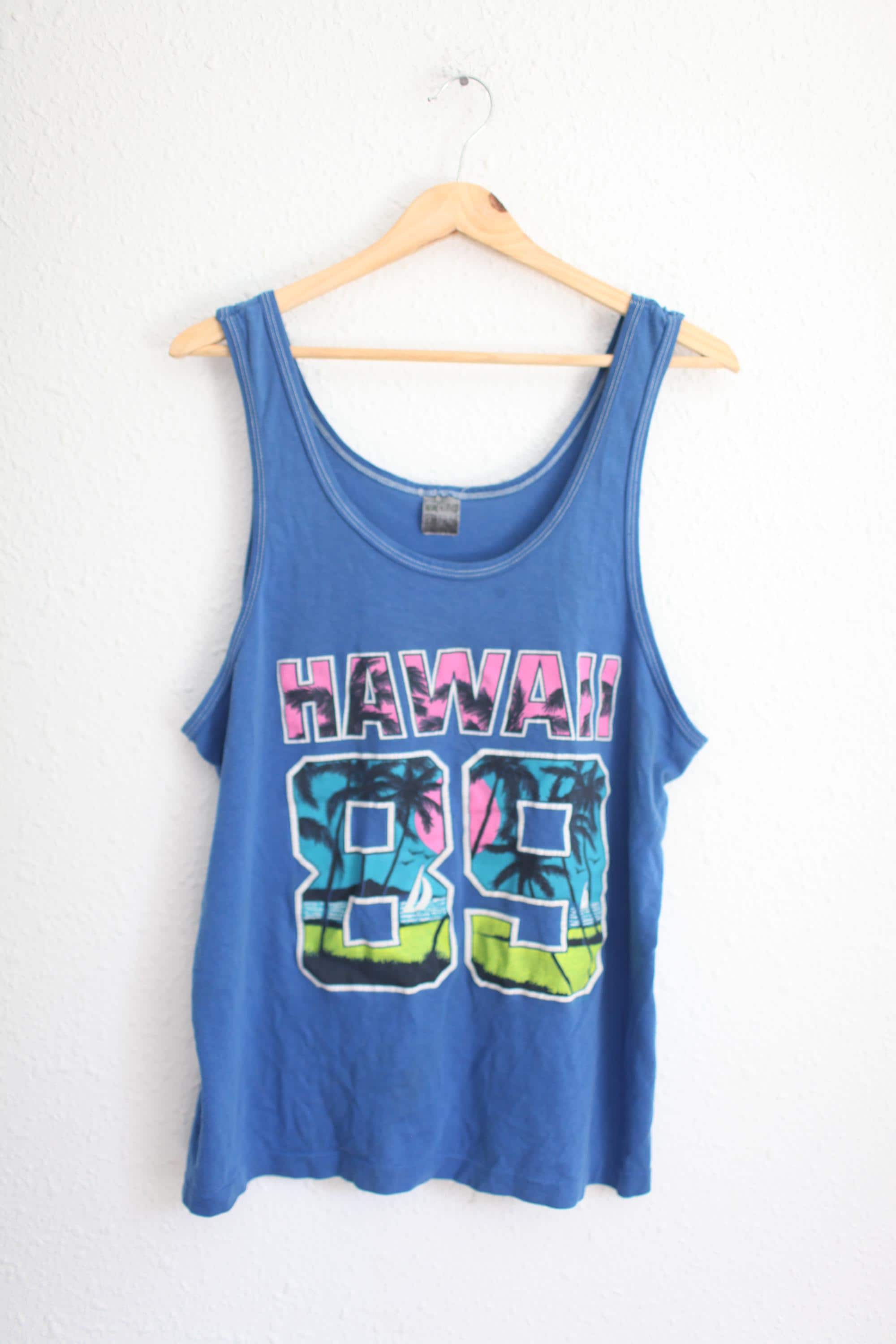 I♡Hawaii Vintage 89 Hawaii Blue Tank Top T Shirt #0177 - Etsy