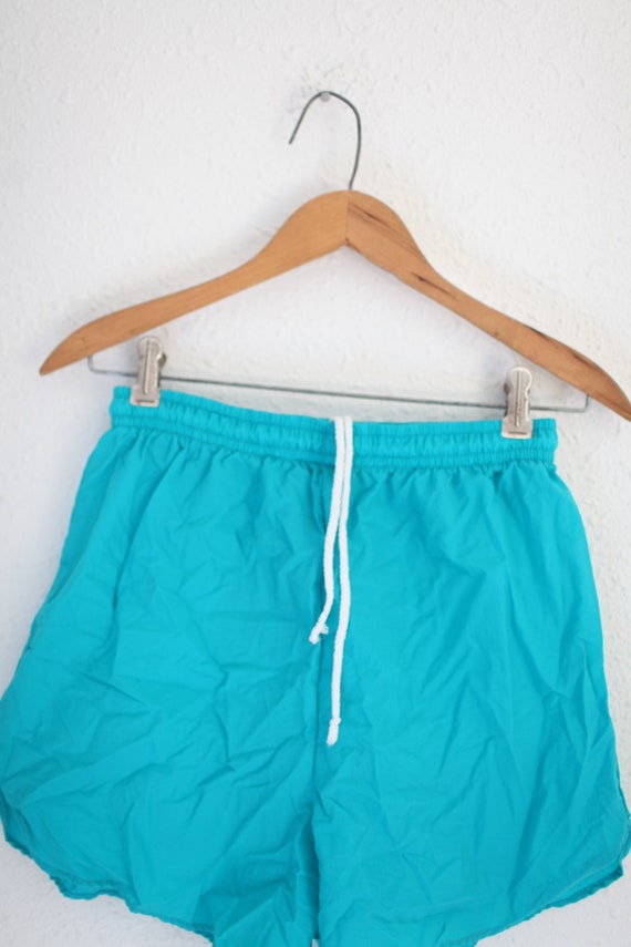 vintage 80 turquoise baggy short shorts small  #0… - image 2