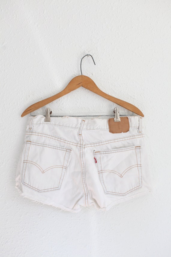 vintage 90's levis distressed white cut off jean s