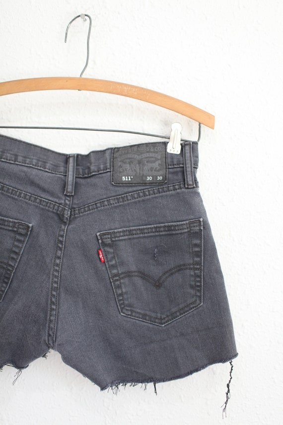 vintage 90s levis 511 black cut off jean shorts 3… - image 2