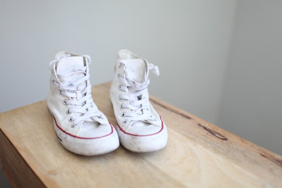 vintage 90s white converse all star  high tops wo… - image 3