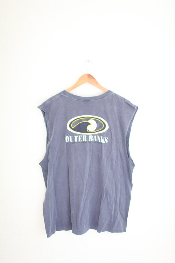 vintage 90s outer banks  blue b  muscle tank top #