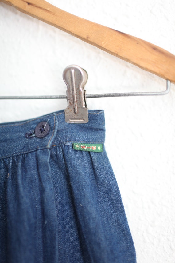 vintage 80s blue denim jean ruffled western skirt… - image 3