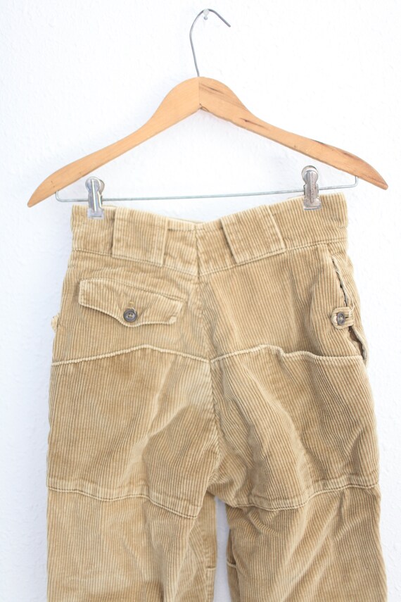 vintage 70s tan corduroy cropped barrel  pants 26… - image 3