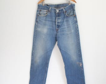 vintage levi's 501 jeans  button fly denim 34 x 32  #0606