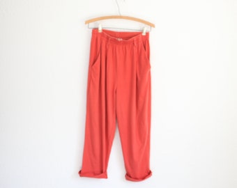 vintage 90s forenza coral orange paperbag relaxed pants #0667