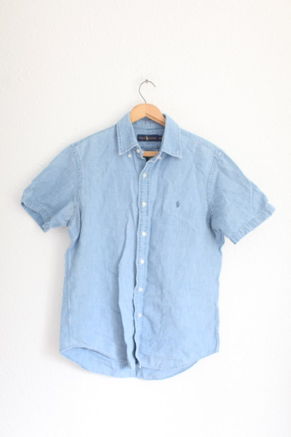 vintage 90s  ralph lauren blue chambray denim  but