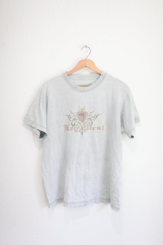 vintage 90s key west florida faded green t shirt #