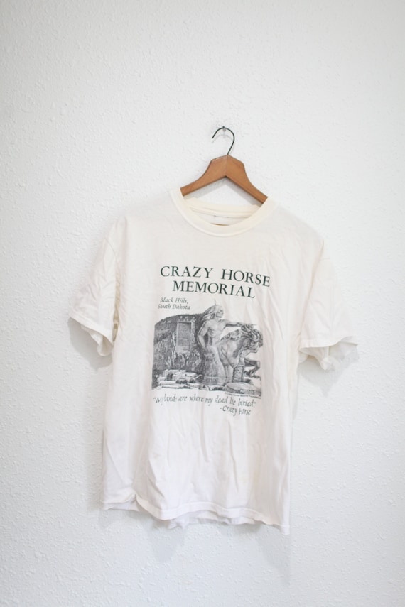 vintage 90s crazy horse memorial white  t shirt #0