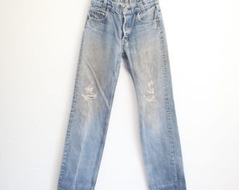 vintage levi's 501 jeans  button fly denim 25 x 33  #0417