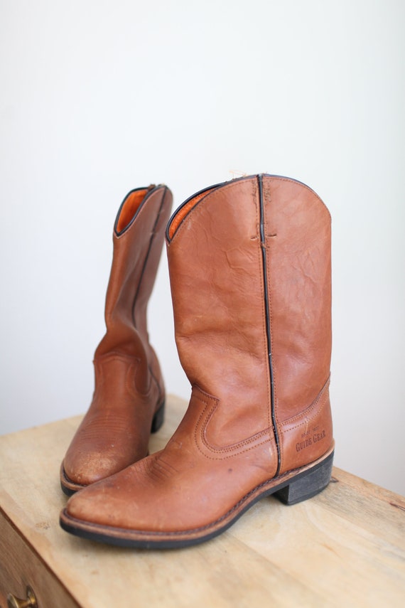 vintage  brown  leather cowboy boots mens 11 - image 4