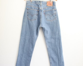 vintage levis  501 button fly blue jeans denim 32 x 28 #0174