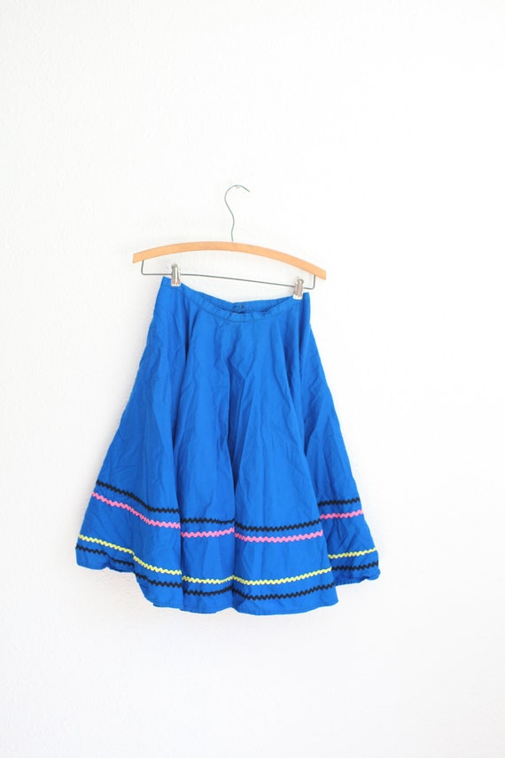 vintage 50s cobalt blue rikrak skirt #0145