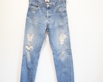 1980s Levi's 509 Orange Tab Distressed Medium Wash Jeans / Vintage
