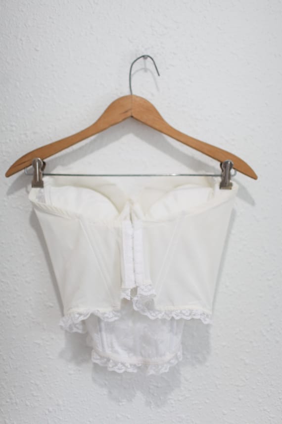 vintage 80s white lace corsette camisole bralette… - image 3