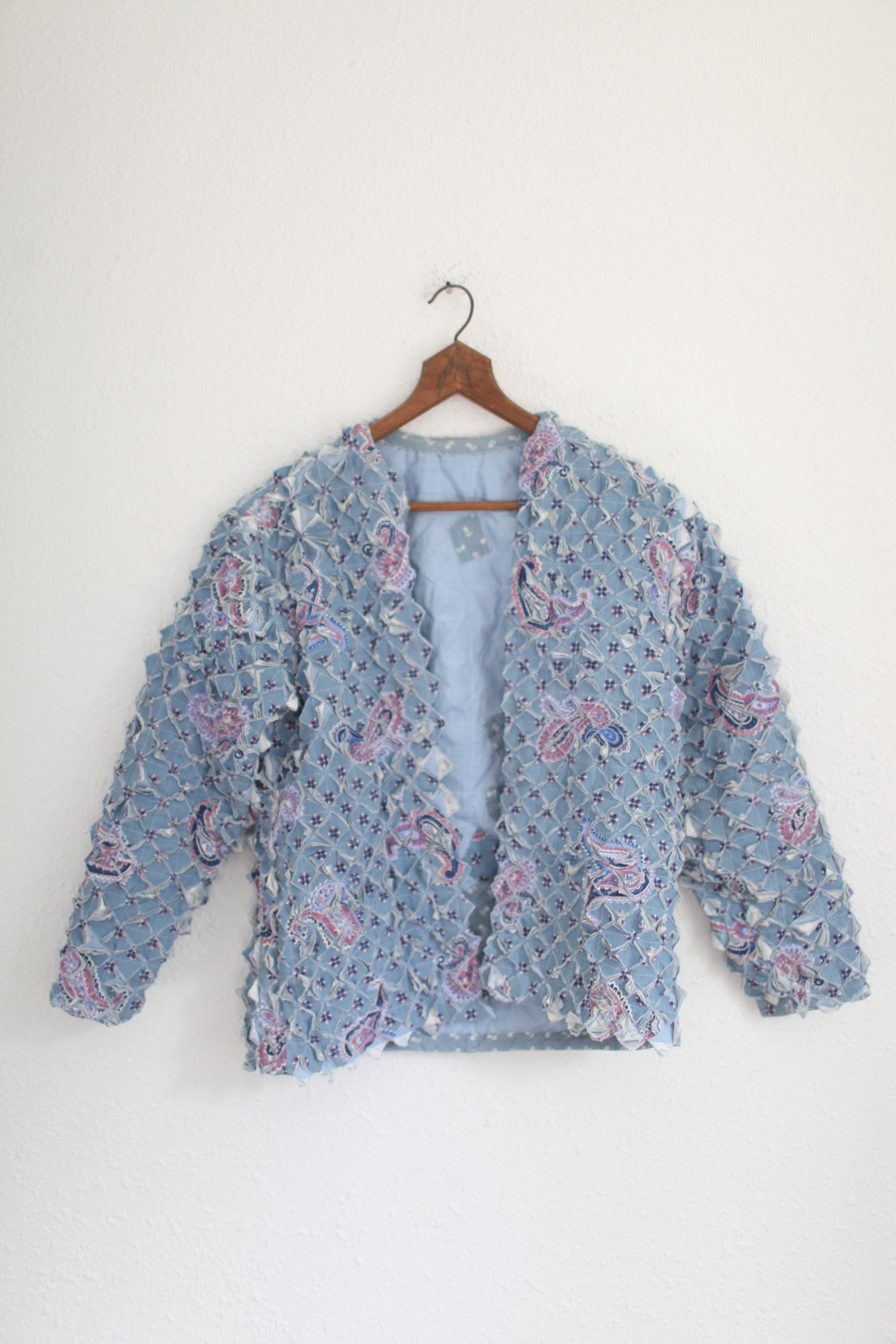 Vintage 80s Quilted Blue Paisley Jacket #073 - Etsy