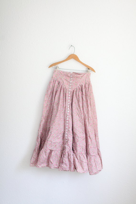 vintage 80s pink liberty floral prairie peasant sk