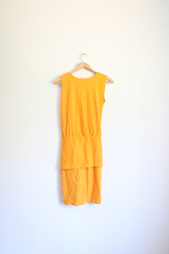 lolajoonvintage Vintage 90s Nordstrom Brass Plum Yellow Wrap Knotted Jersey Jumper Dress 0527