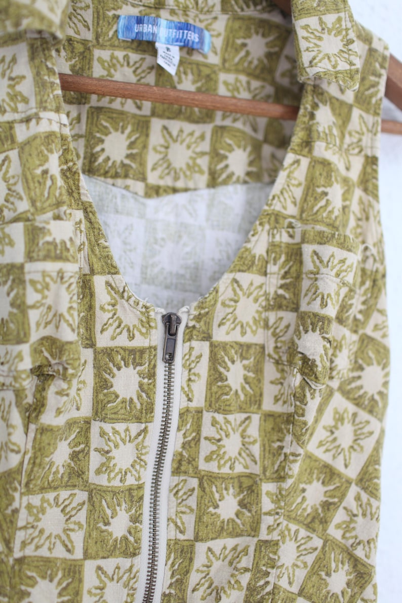 vintage 90s y2k urban outfitter green sun zipper mini dress #0387 image 6
