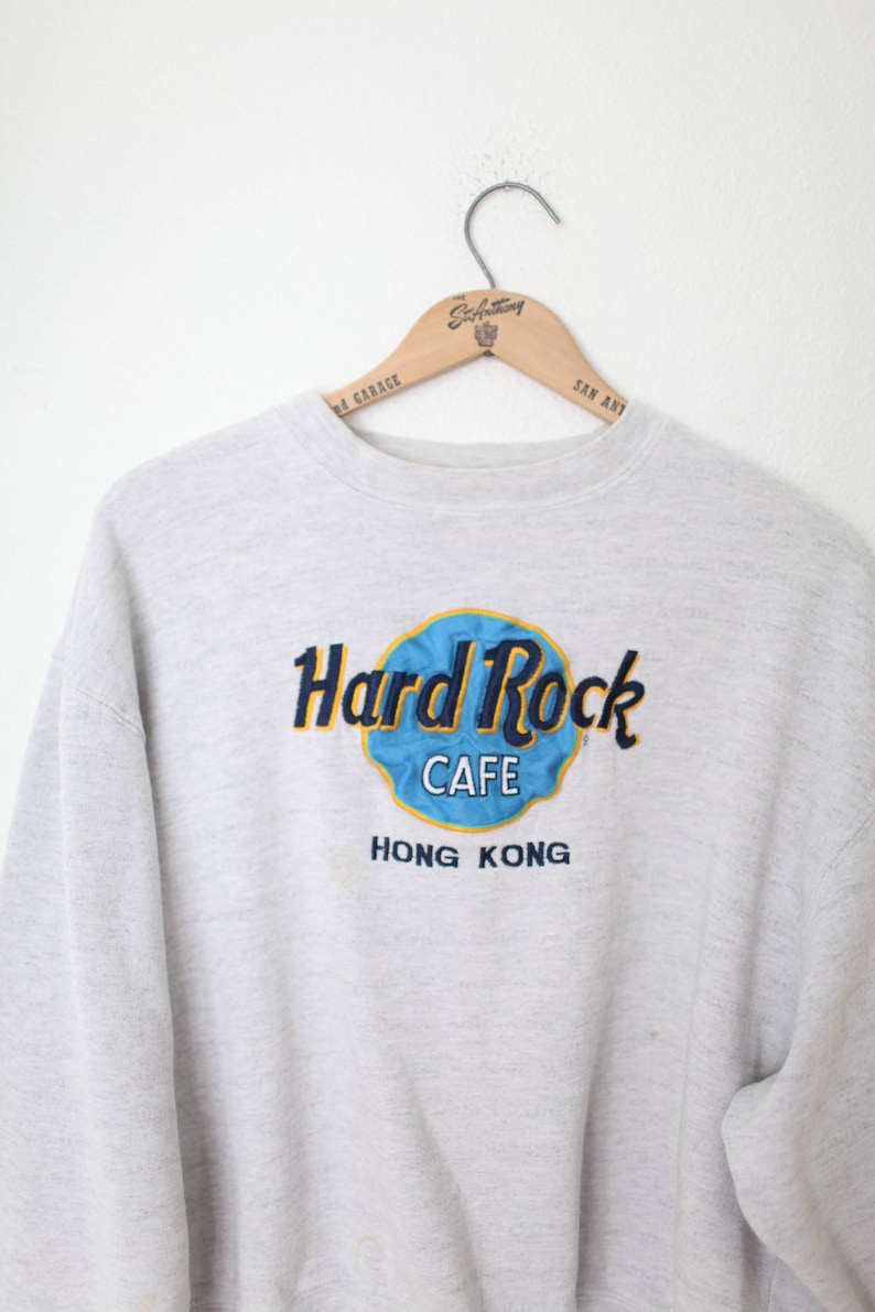 vintage hard rock cafe hong kong china heathered gray sweatshirt *a0316*