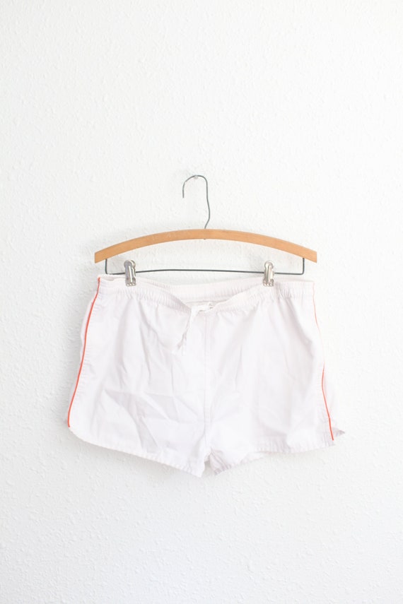 vintage 1980s  white red stripe drawstring short s