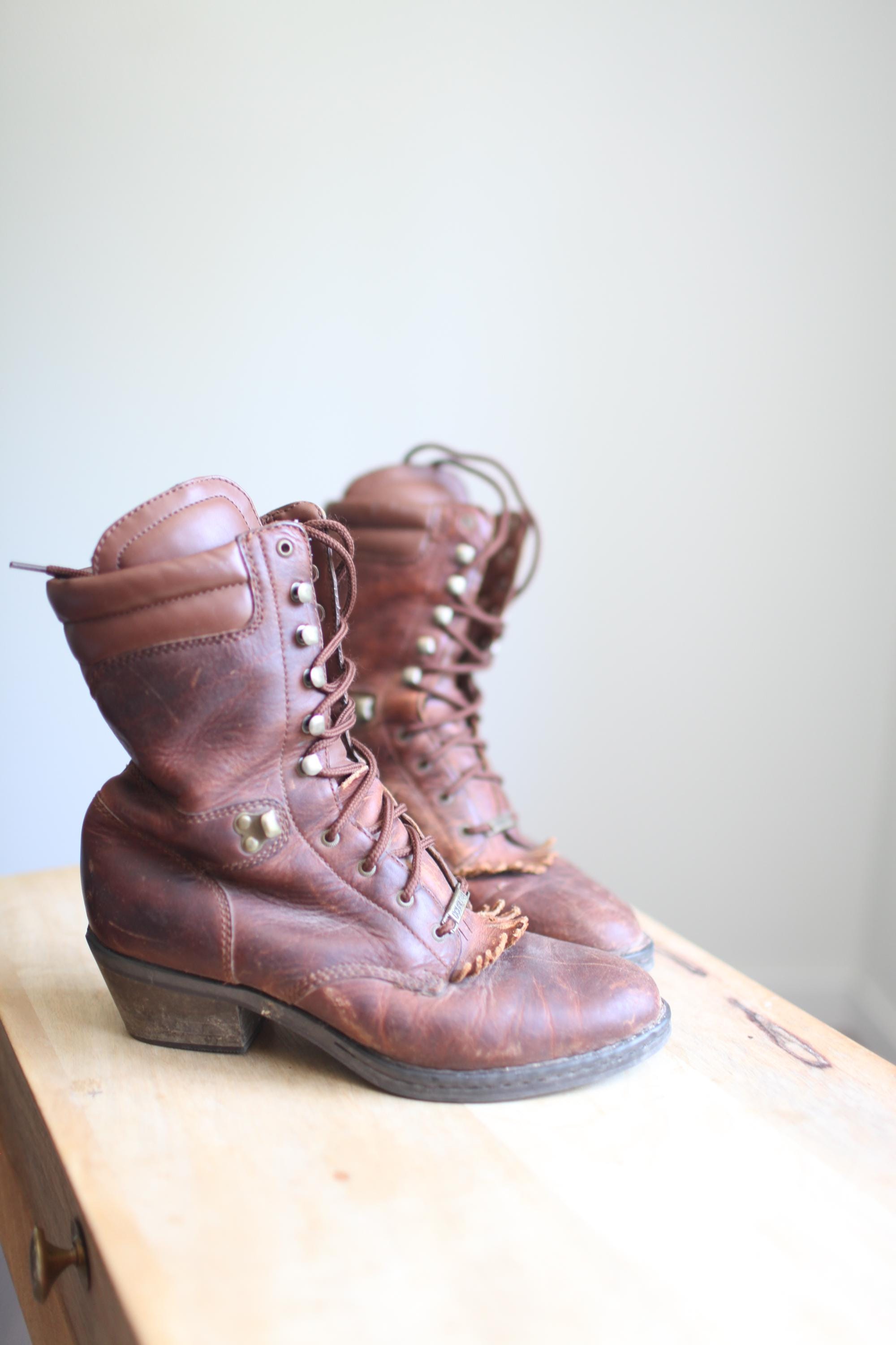 Texas Brand Boots Leather Foot Lace Roper Texas Roper Boots - Etsy main image 4