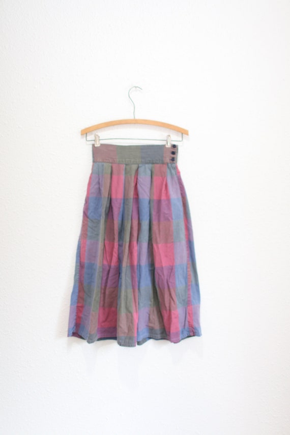 vintage purple  & pink plaid skirt with pockets 2… - image 1