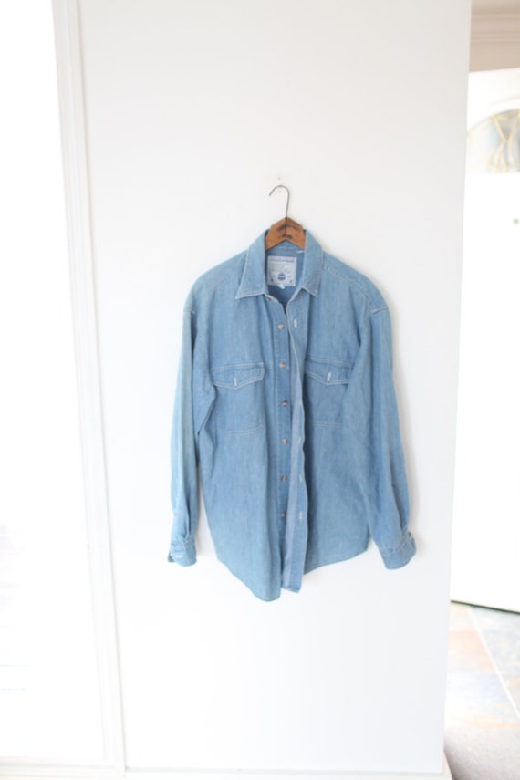 vintage oversized blue chambray denim shirt #073