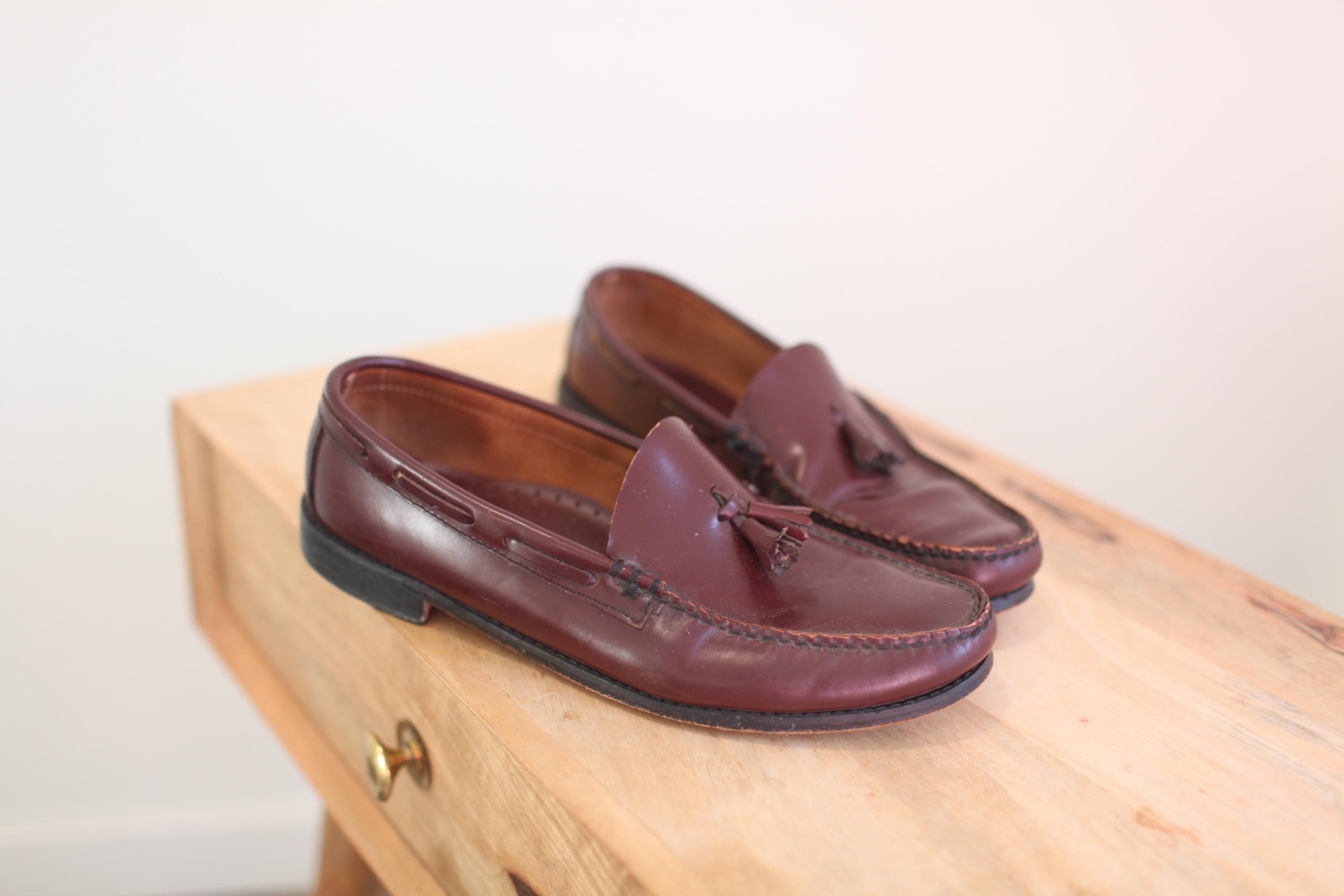 Sebago classic brown burgandy handsewn USA leather penny loafer men\'s size 7.5B Mens Vintage Preppy Shoes - Etsy main image 4