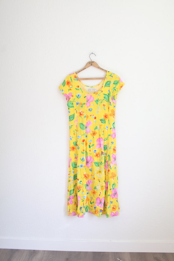 vintage 90s jams world  floral yellow sun dress #0