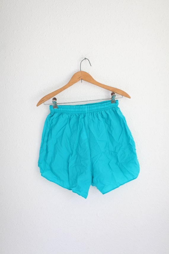 vintage 80 turquoise baggy short shorts small  #0… - image 3