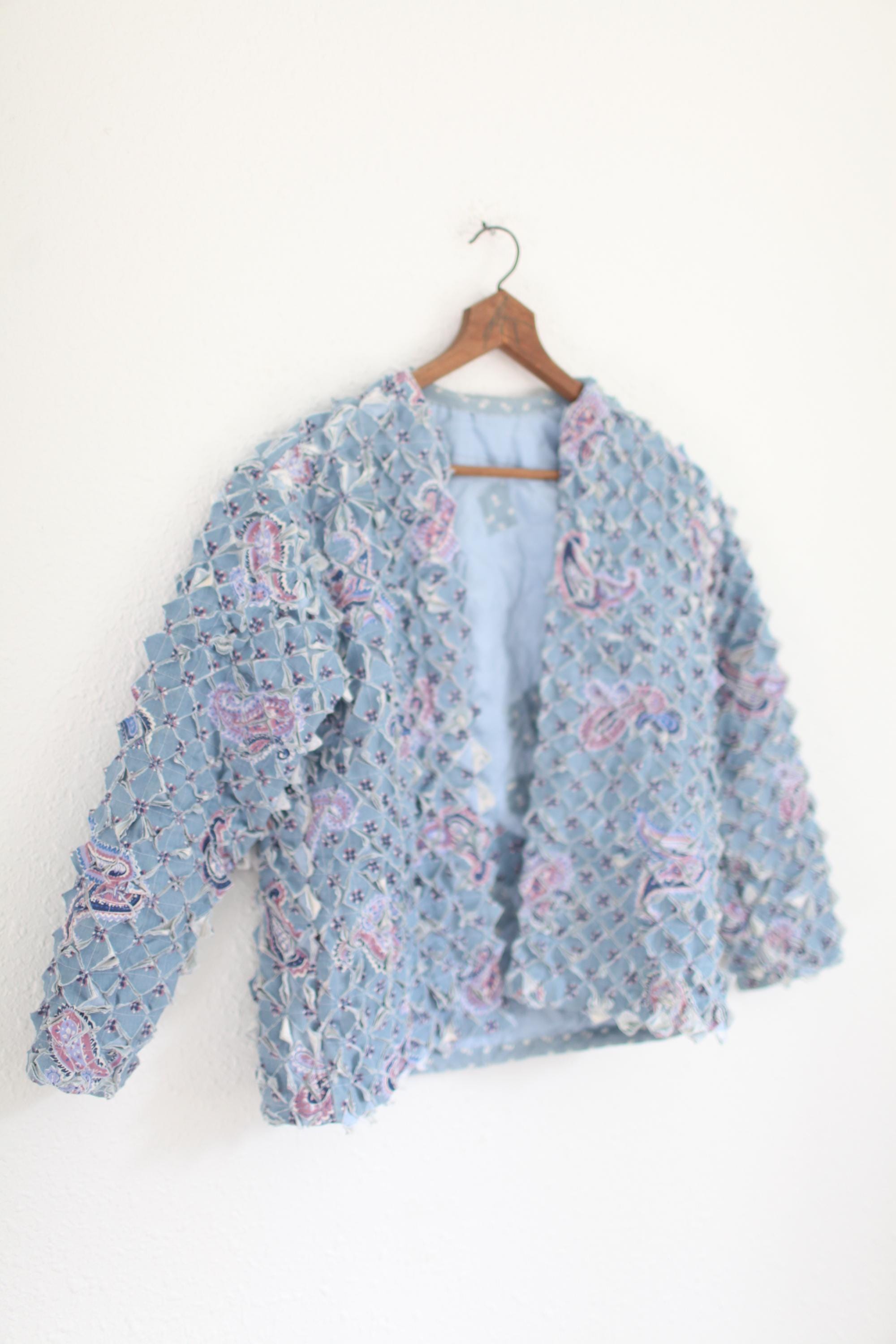 Vintage 80s Quilted Blue Paisley Jacket #073 - Etsy Vintage 80s Quilted Blue Paisley Jacket #073 - Etsy