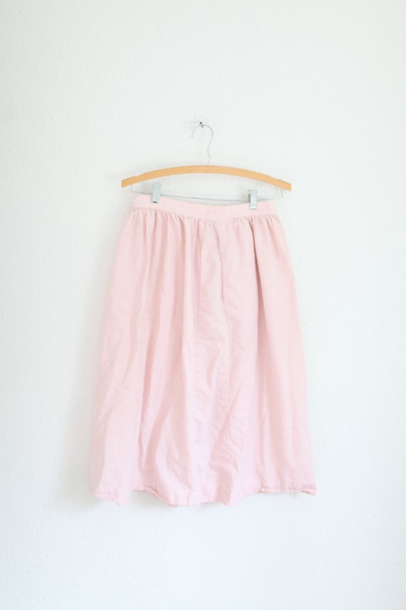 vintage 80s pink & white seersucker striped skirt… - image 4