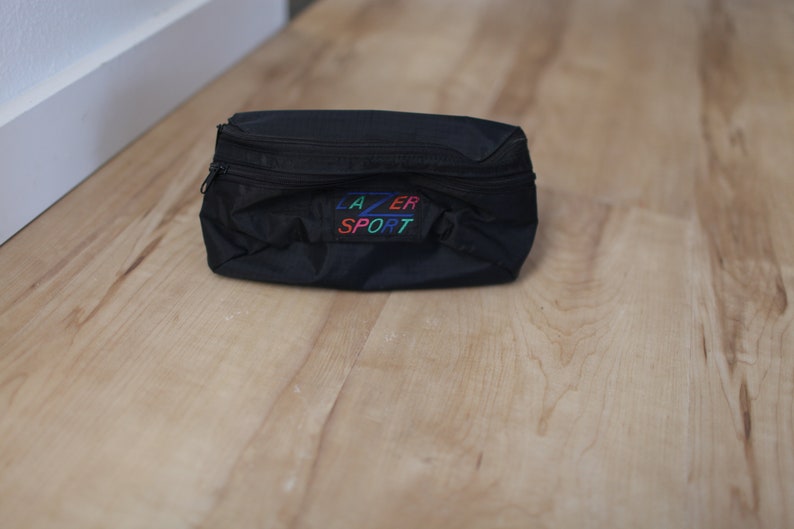 vintage lazer sport black canvas tourist fanny pack