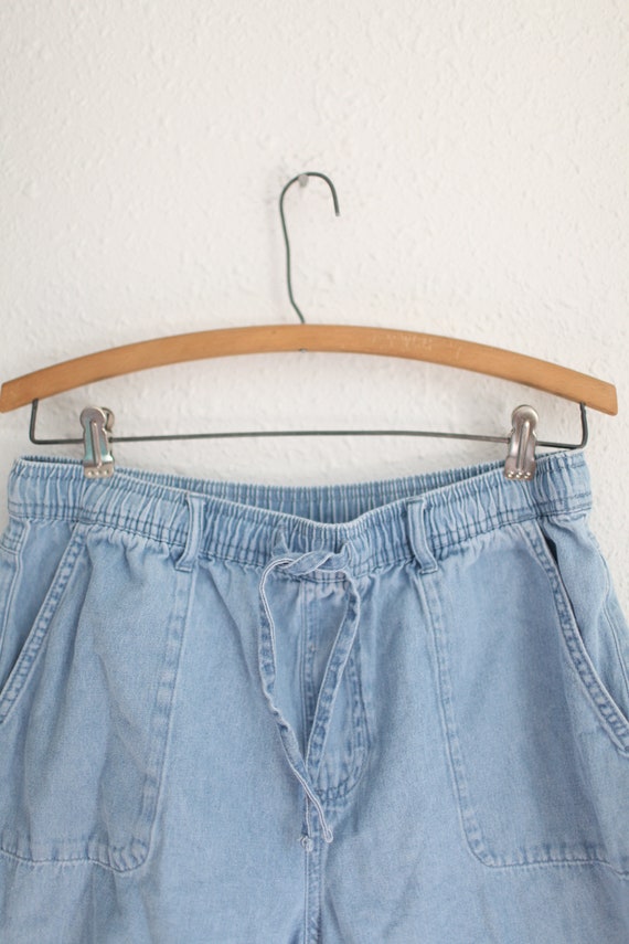 vintage 90s drawstring chambray denim jean shorts… - image 3
