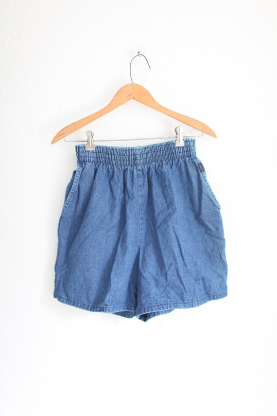 vintage 80s chic high rise paperbag  jean shorts #