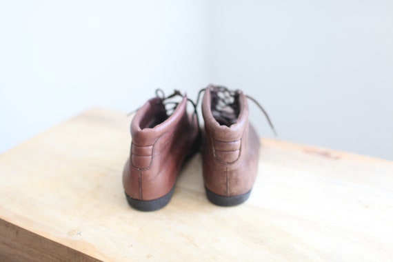 vintage 80s brown leather oxfords ankle boots lac… - image 6
