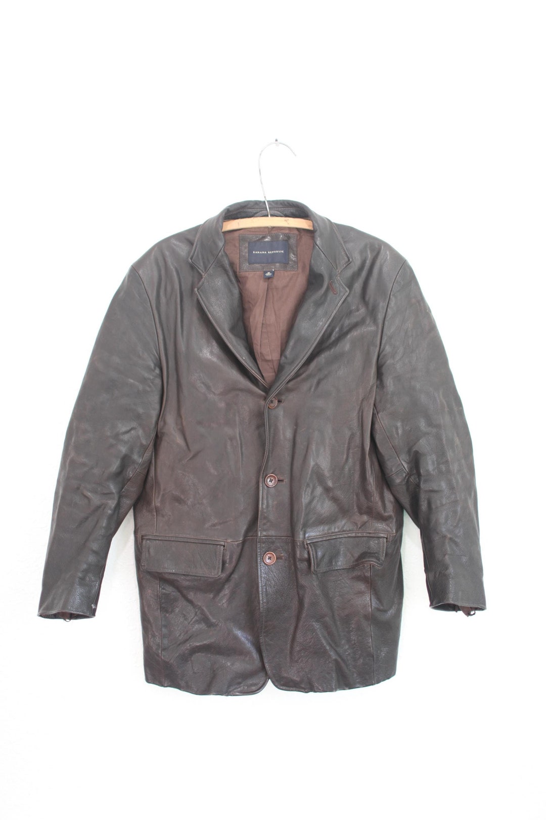 Vintage 90'S Banana Republic cotton jacket, size L, men's cotton ivory Vintage Second Hand