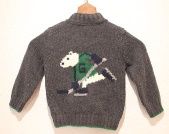 Original Vintage 1950s Cowichan Hunting Duck Cardigan Sweater