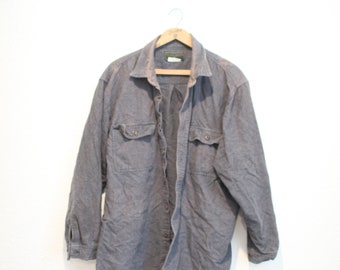 vintage field & stream gray chambray flannel button shirt #0211